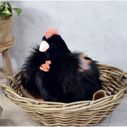 Peluche COQ "Poulette" - Noire - 28 cm