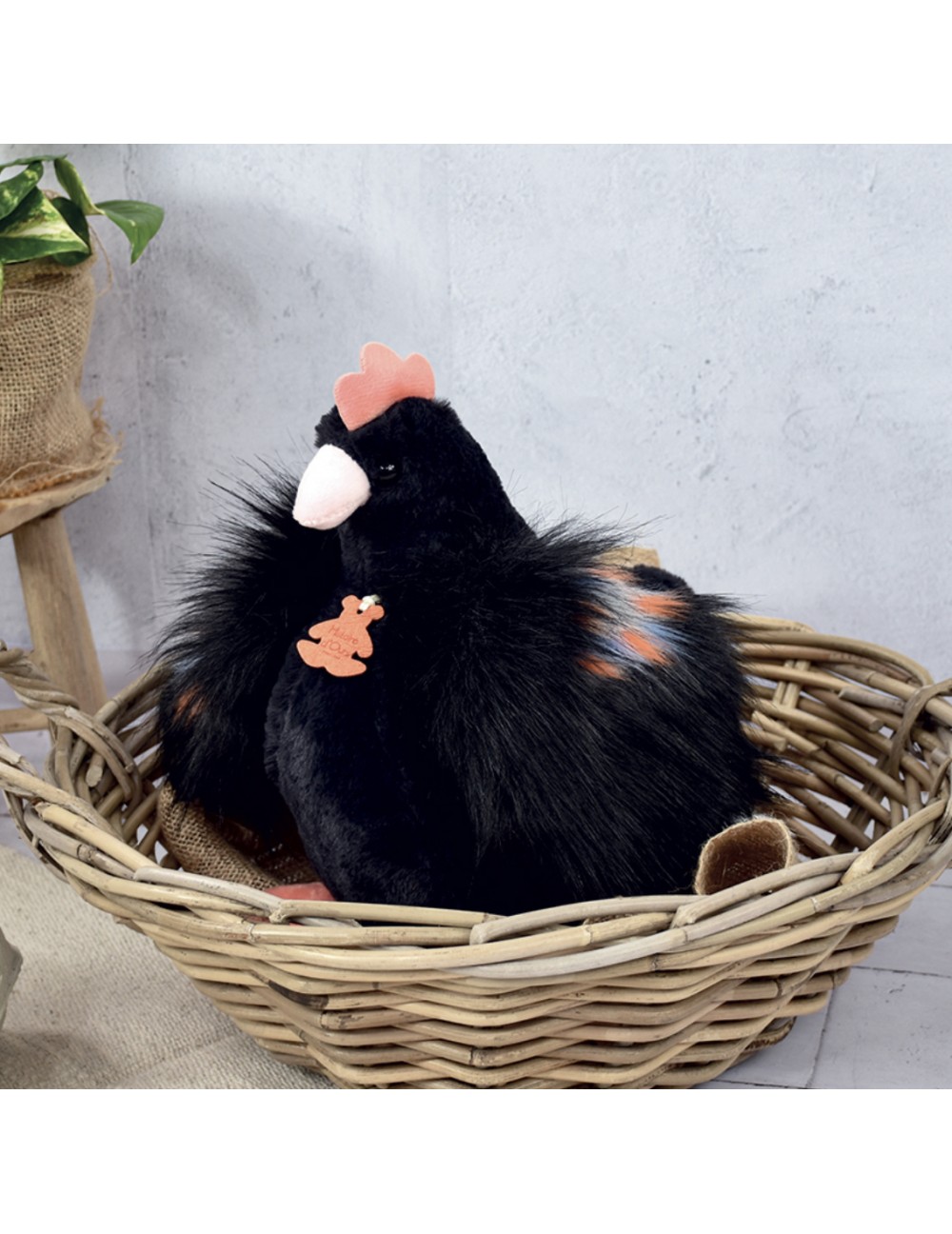 Peluche COQ "Poulette" - Noire - 28 cm