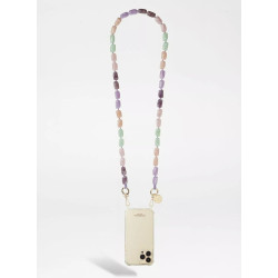 Chaine bijoux Talia 120 cm perles violettes et roses aves fil violet et mousquetons dorés