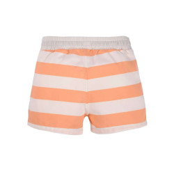 Short de bain rayé blanc et pêche