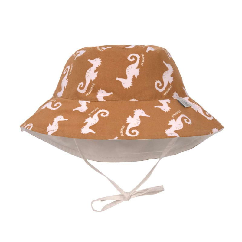 Chapeau anti-UV réversible enfants - Hippocampe, caramel