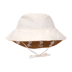 Chapeau anti-UV réversible enfants - Hippocampe, caramel