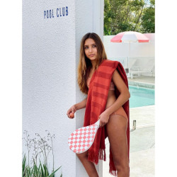 Raquette de plage damier rouge