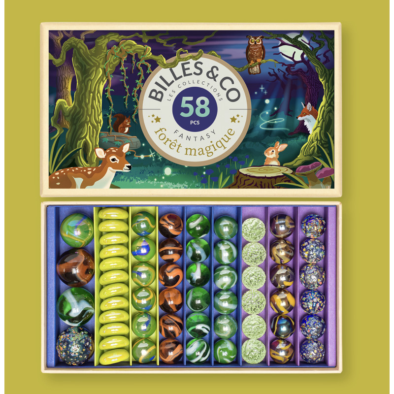 Coffret de 58 billes Forêt magique