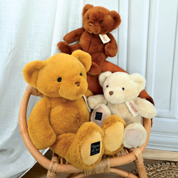 Ours en peluche marron clair assis - LE NOUNOURS - 40 cm