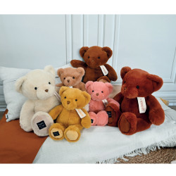 Ours en peluche marron clair assis - LE NOUNOURS - 40 cm