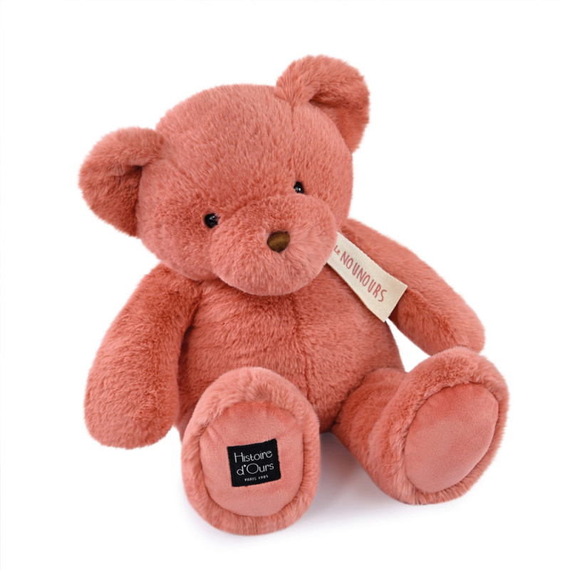 Ours en peluche rose praline - LE NOUNOURS - 40 cm