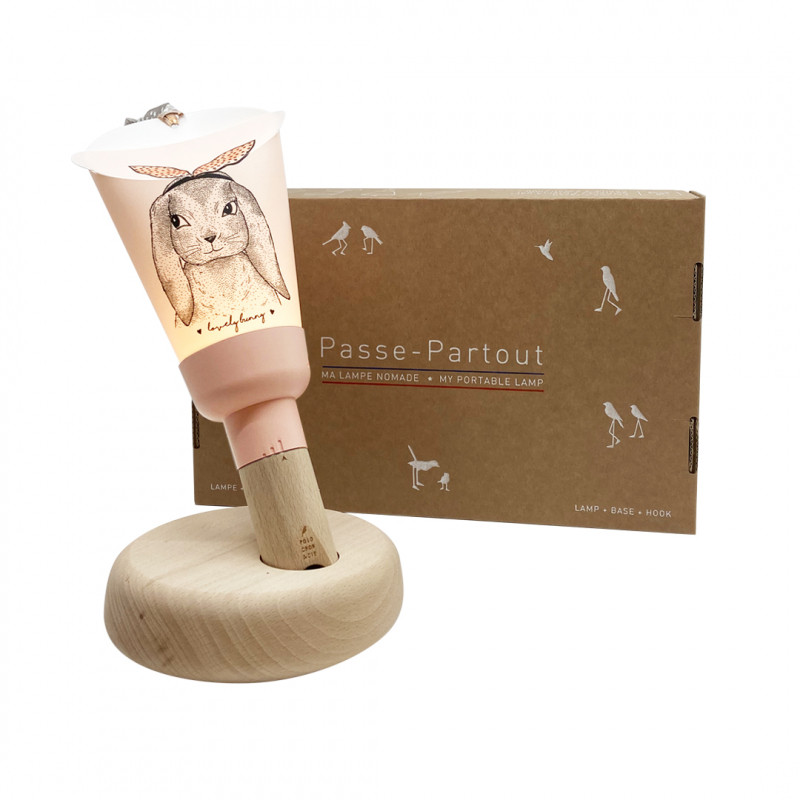 Coffret lampe nomade 5 en 1 Lapin so sweet rose poudré