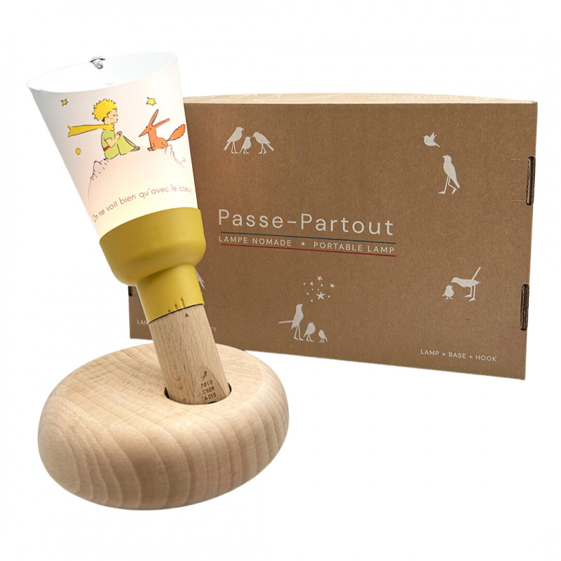 Coffret lampe nomade 5 en 1 Le petit prince et le renard jaune miel