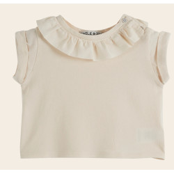 T-shirt coton bio collerette crème