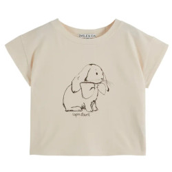 T-shirt coton bio crème lapin