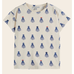 T-shirt coton bio Octopus bleu