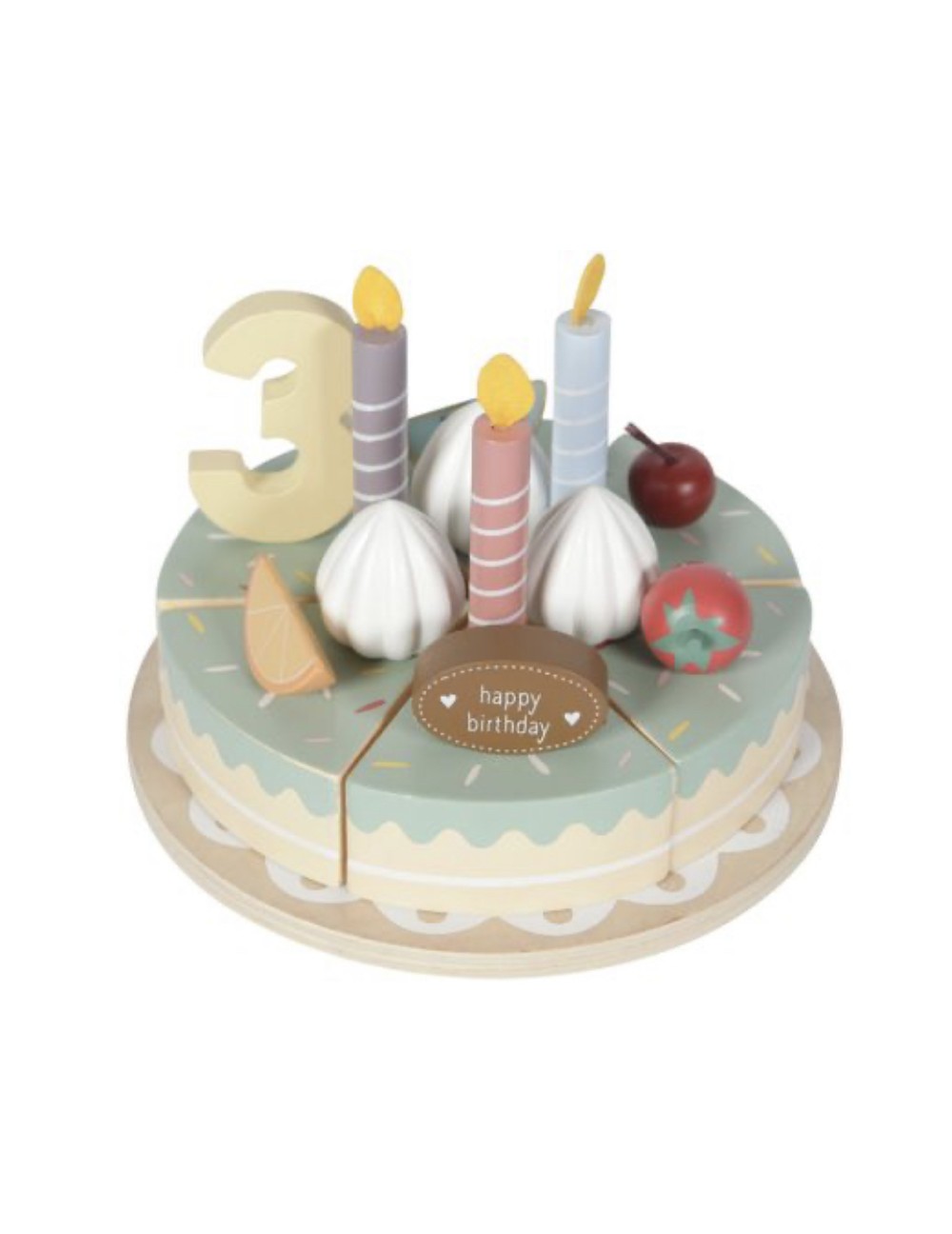 Décor de gâteau : happy birthday en bois 16.5 cm - Party Deco