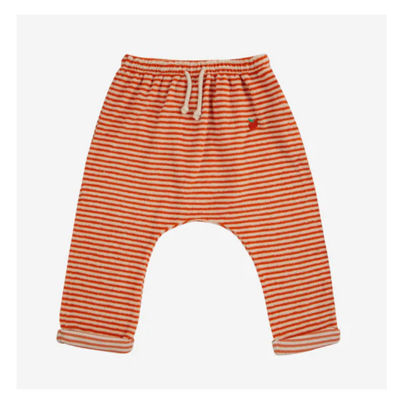 Pantalon éponge rayé orange