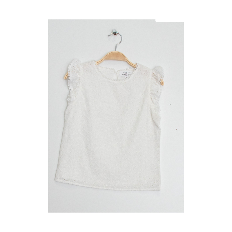 Blouse sans manche broderies T2542