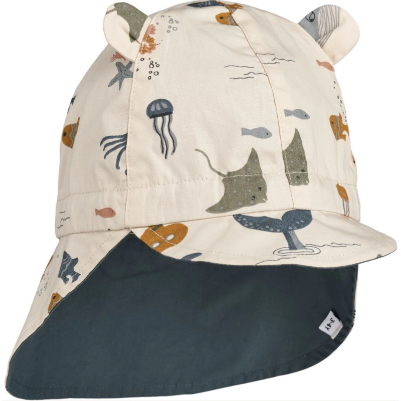 Chapeau de soleil Gorm reversible- sea creature/ sandy