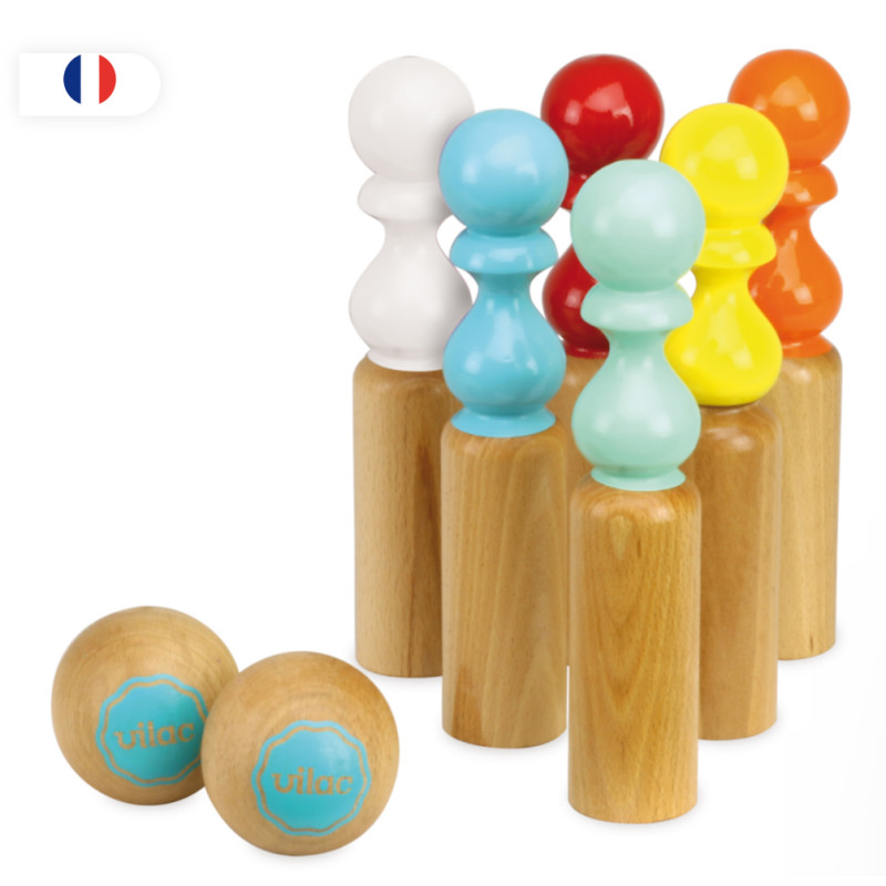 6 Quilles retro en bois