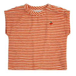 T-Shirt Coton Bio Eponge Rayé | Orange