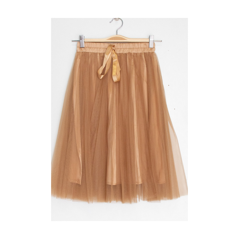 Jupe longue tulle beige