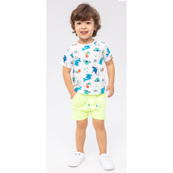 Ensemble t-shirt poissons et short jaune