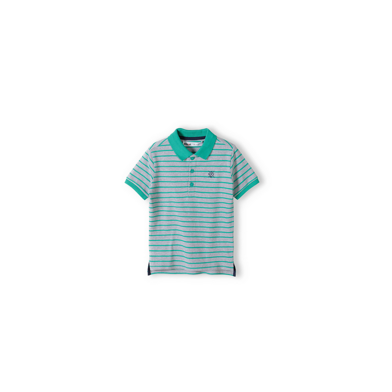 Polo rayé vert et gris