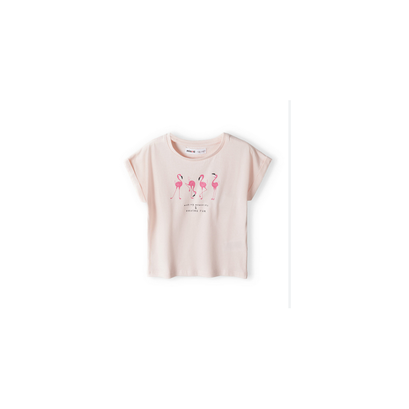 T-shirt rose imprimé flamant rose