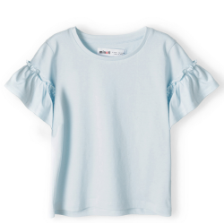 T-shirt manches froufrou bleu ciel