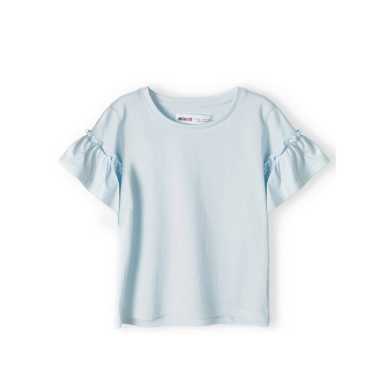 T-shirt manches froufrou bleu ciel