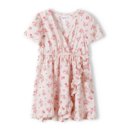 Robe portefeuille rose fleurie