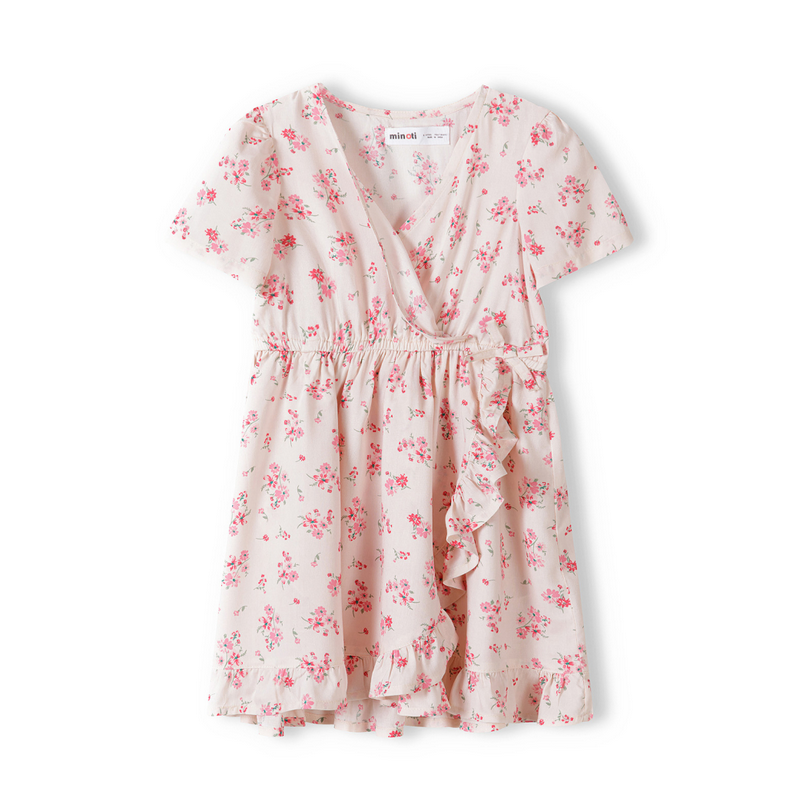 Robe portefeuille rose fleurie