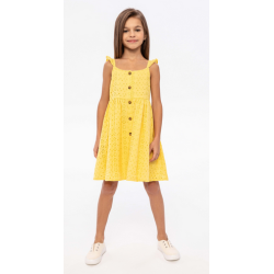 Robe bretelles broderie jaune