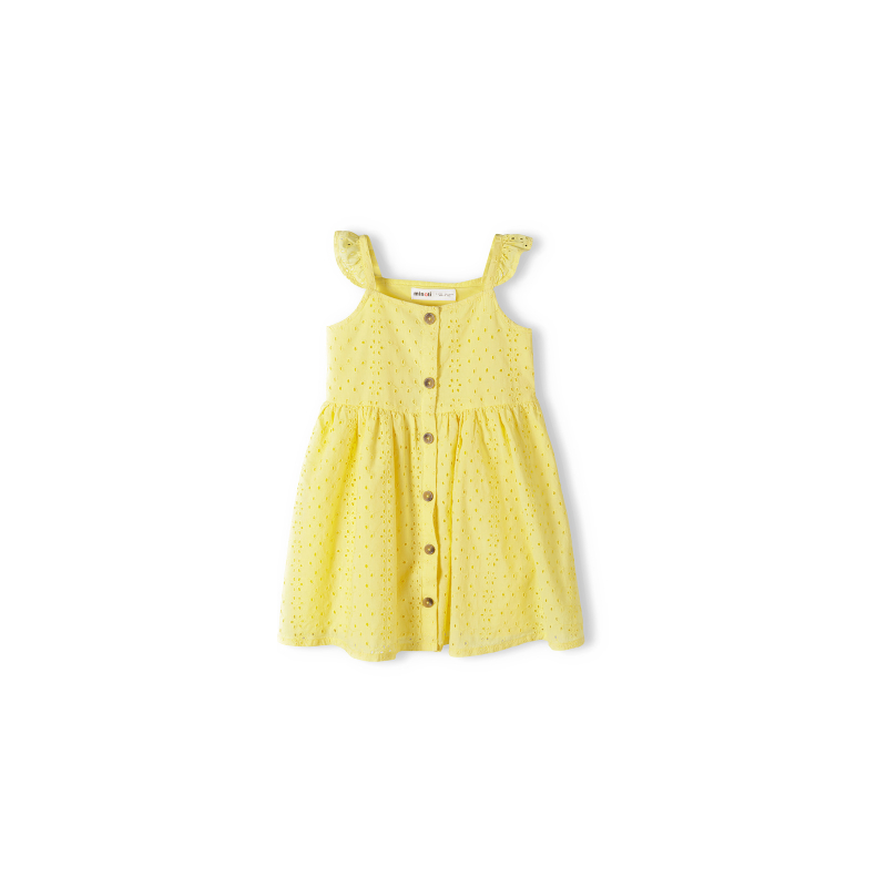 Robe bretelles broderie jaune