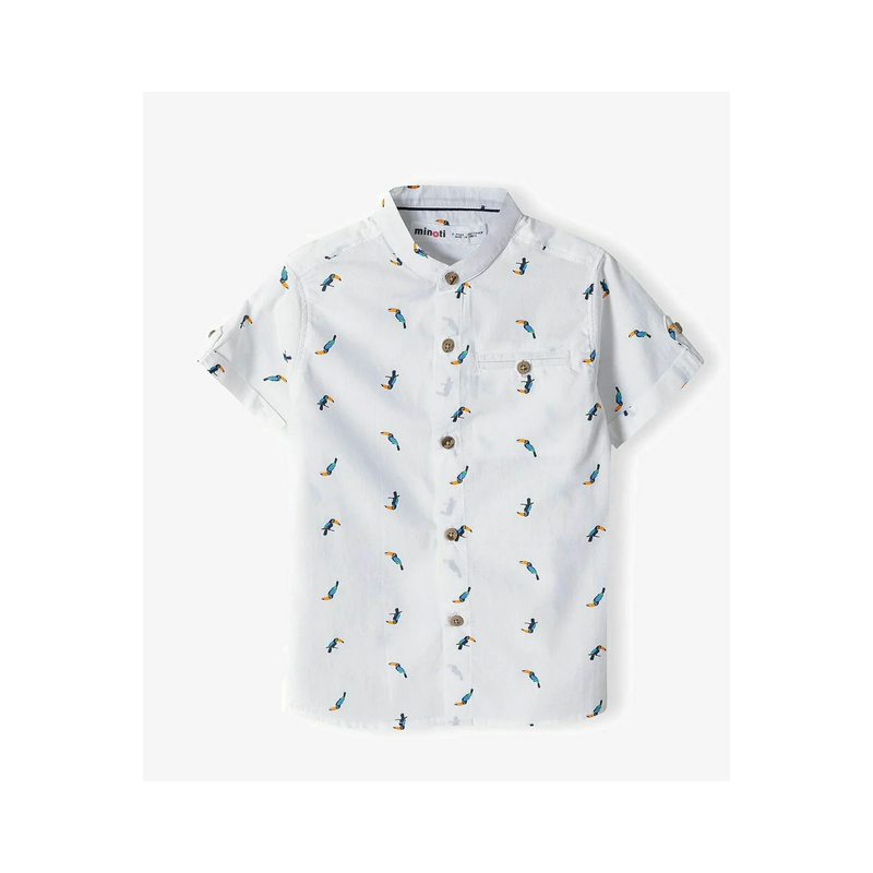 Chemisette blanche col mao toucans