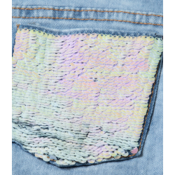 Short jean sequins poche arrière