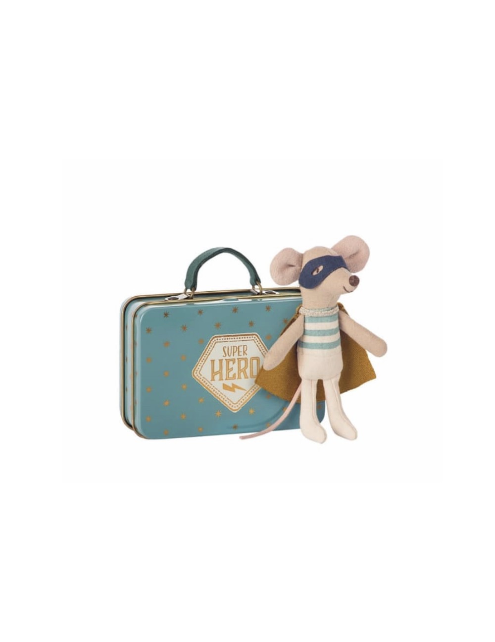 Maileg Superhero Mouse Little Brother dans une valise