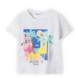 T-shirt blanc sequins Welcome to Miami