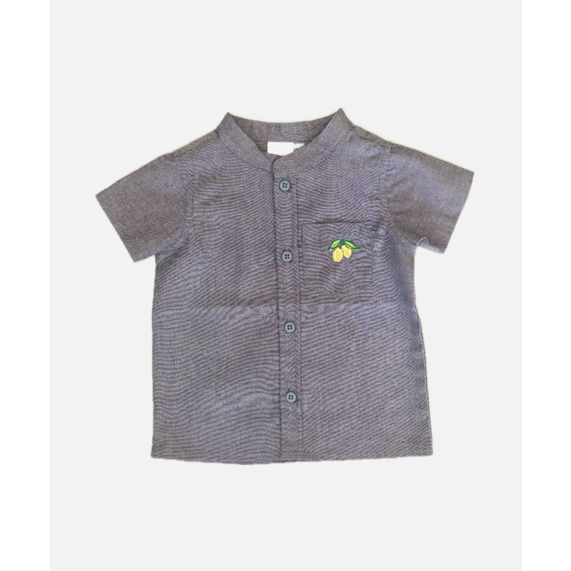 Chemisette chambray col mao