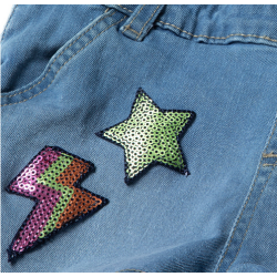 Salopette short jean sequins