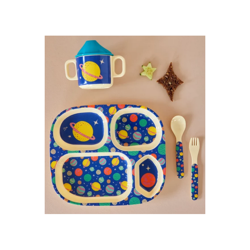 Coffret repas 4 pièces en mélamine - Galaxy print