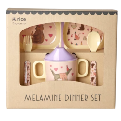 Coffret repas 4 pièces en mélamine - Animal lavender print