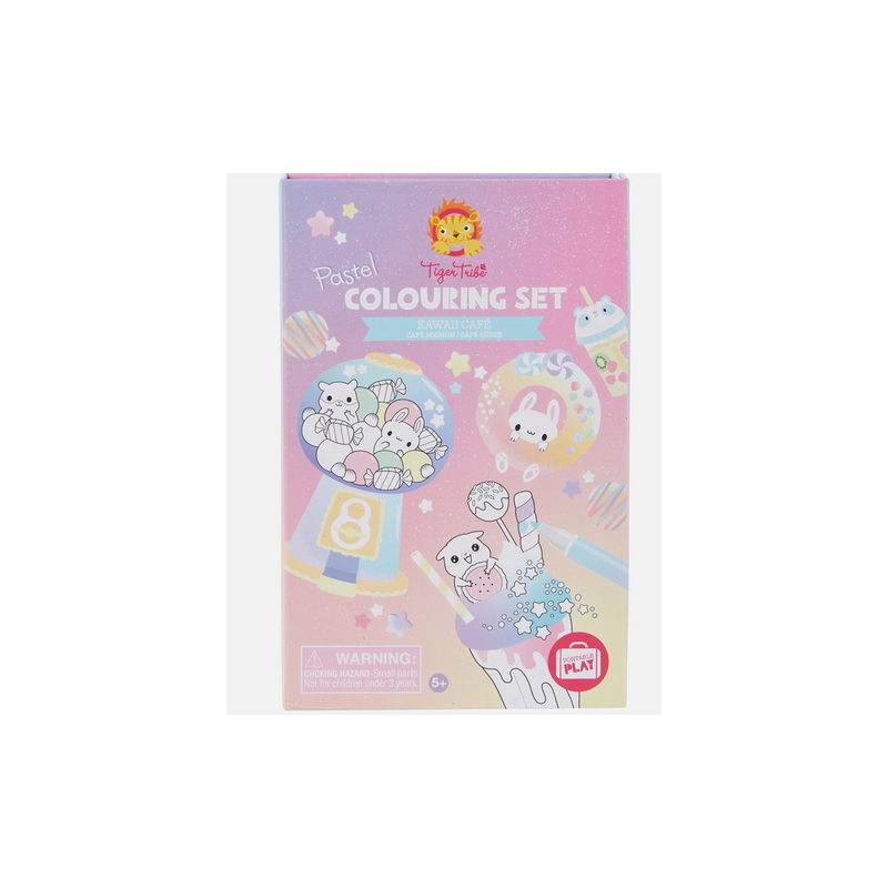 Kit et carnet de coloriage Kawaii café