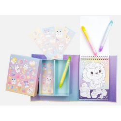 Kit et carnet de coloriage Kawaii café