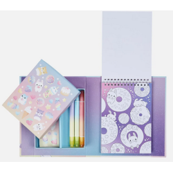 Kit et carnet de coloriage Kawaii café