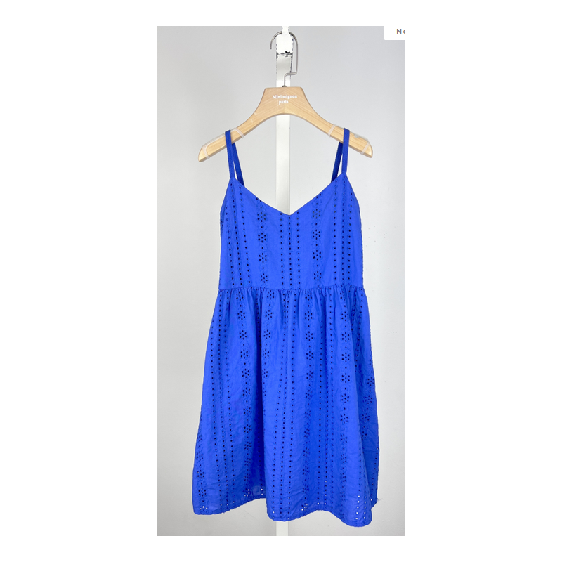 Robe bleue broderies anglaises