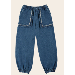 Pantalon denim brodé