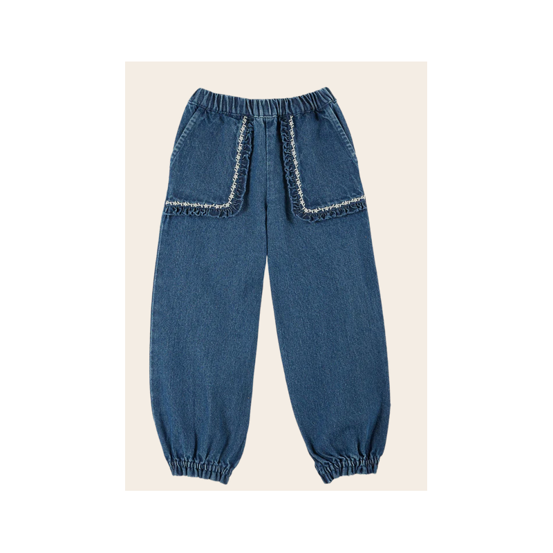 Pantalon denim brodé