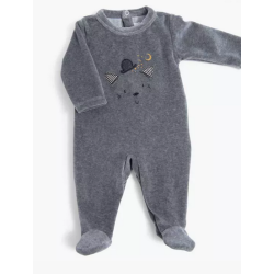 Pyjama velours chat  gris