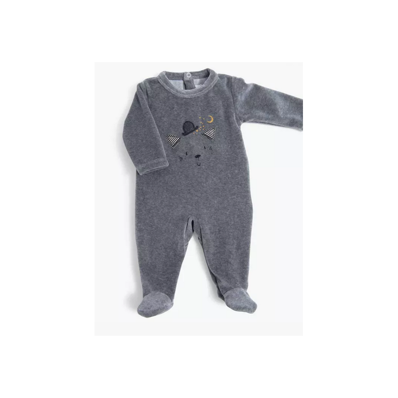 Pyjama velours chat  gris