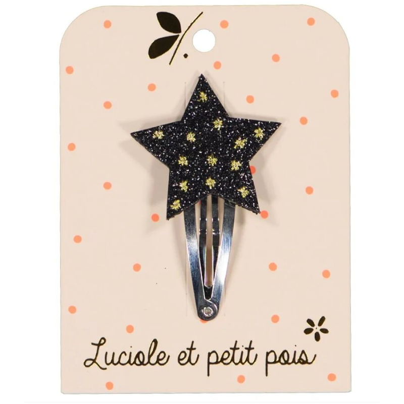 Barrette Étoile Glitter Noir Luciole et Petit Pois