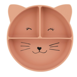 Assiette avec ventouse en silicone et compartiments - Mrs. Cat